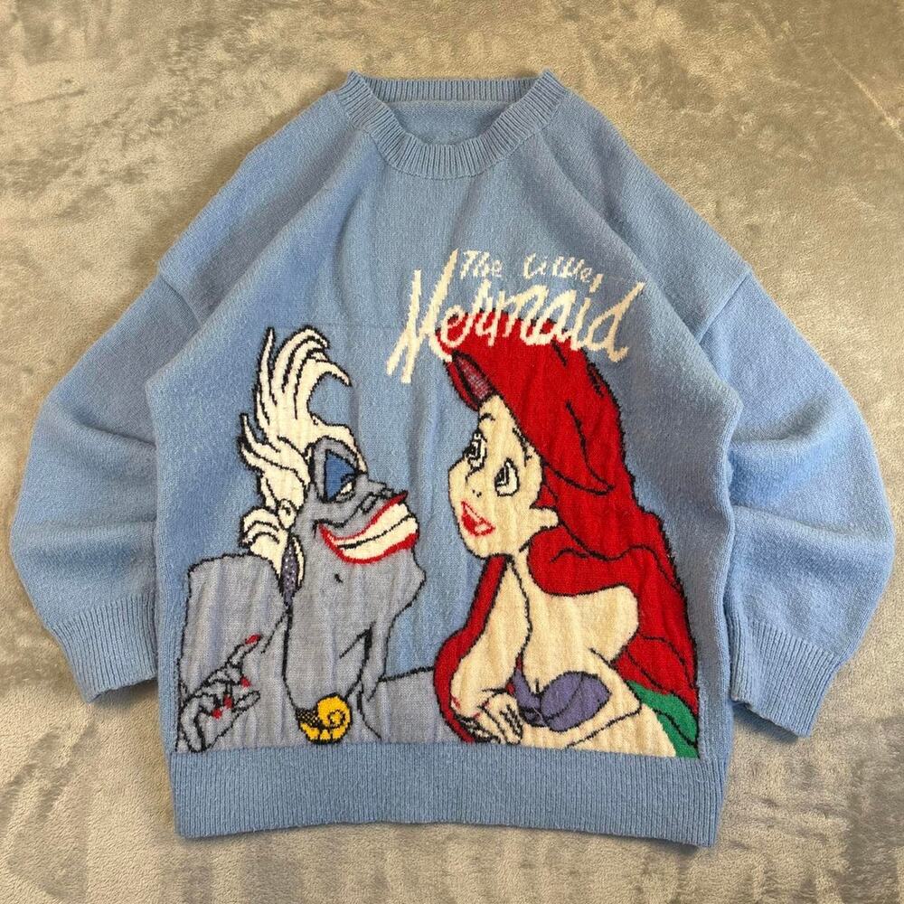 Vintage 80s/90s Disney The Little Mermaid Ariel Knit Sweater Women’s XL Rare
